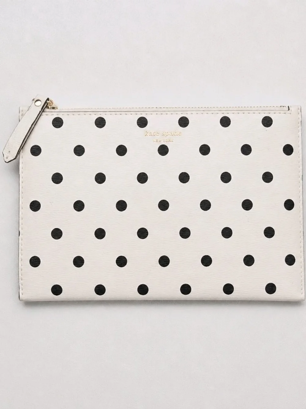 kate spade White & Black Polka Dot Zip Pouch